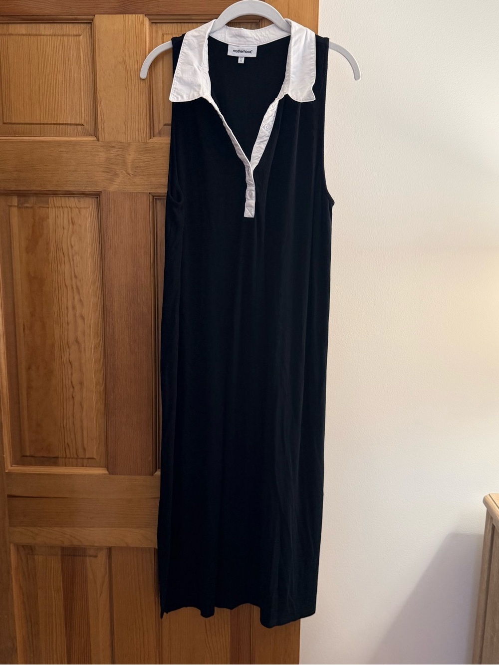 Motherhood Maternity Black Midi Dress with White Collar